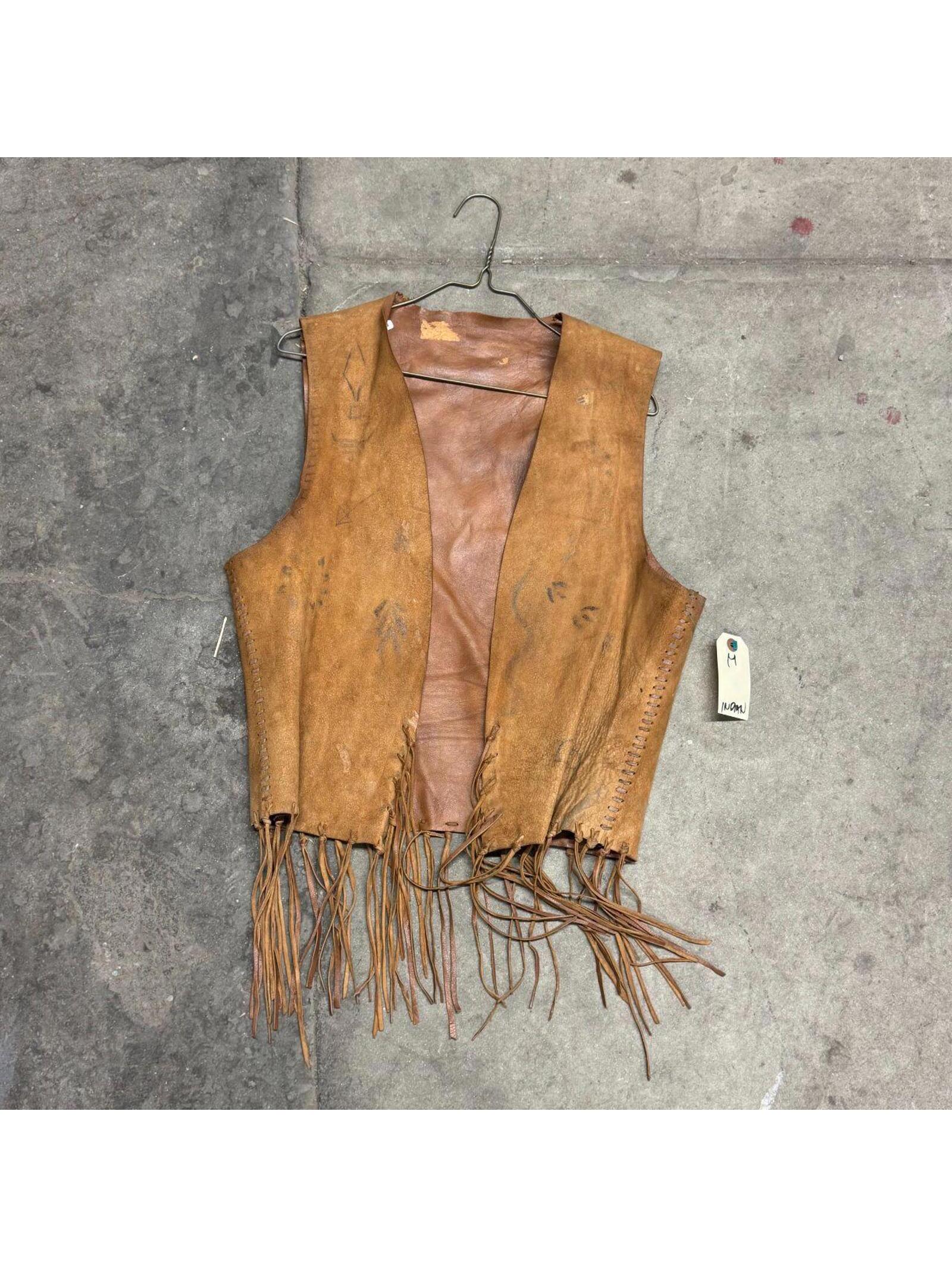 Vintage 60s 70s Fringed Suede Western Vest Brown Film Costume